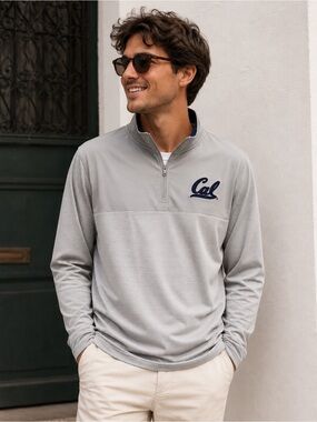 Cal Bears Colloseum Tuck Quarter Zip Long Sleeve Top Gray Football XXL